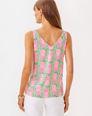 FLORIN STRAIGHT HEM TOP FAUNA GREEN PARTY LIKE A PINEAPPLE