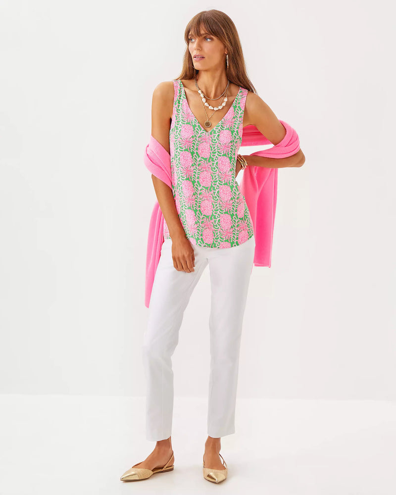 FLORIN STRAIGHT HEM TOP FAUNA GREEN PARTY LIKE A PINEAPPLE