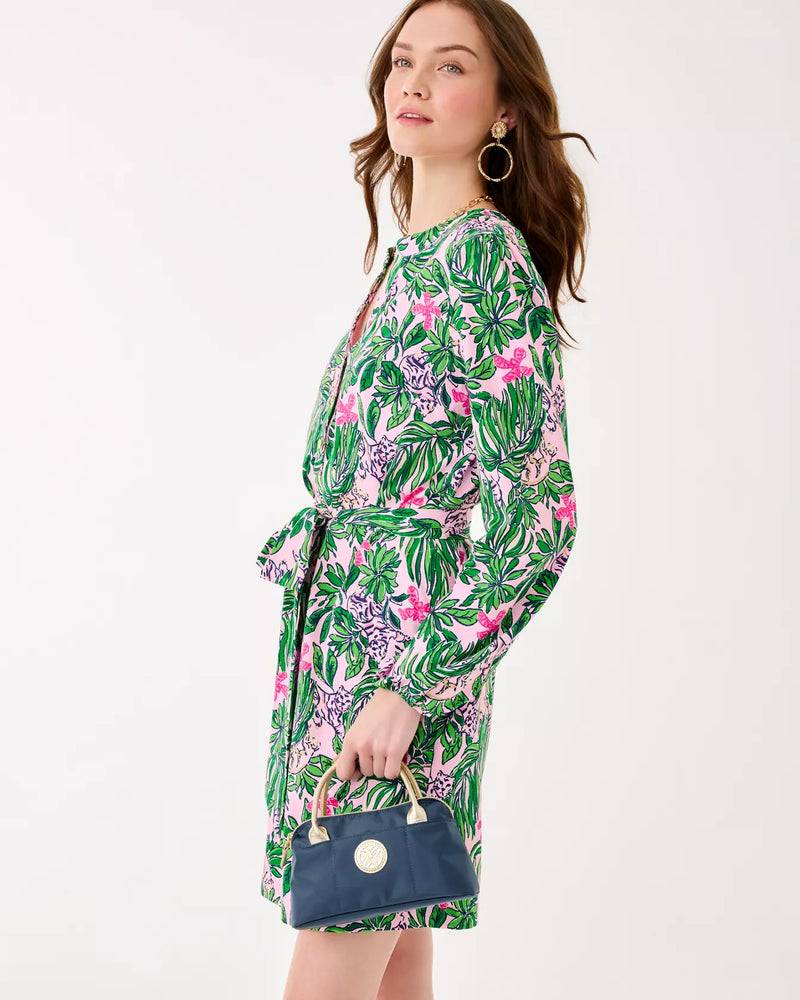 ENSLEY UPF 50+ DRESS CONCH SHELL PINK ROARING WITH JOY