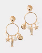 SUMMER SERENADE CHARM HOOP EARRINGS GOLD METALLIC