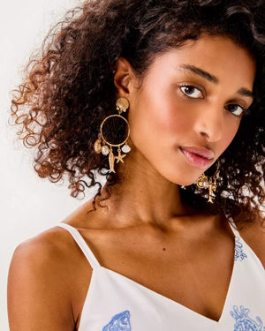 SUMMER SERENADE CHARM HOOP EARRINGS GOLD METALLIC