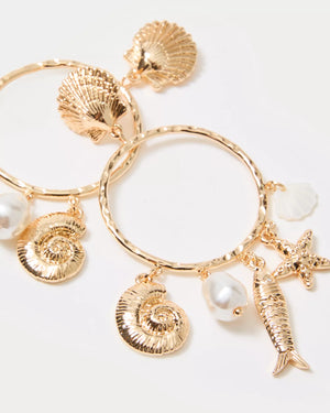 SUMMER SERENADE CHARM HOOP EARRINGS GOLD METALLIC