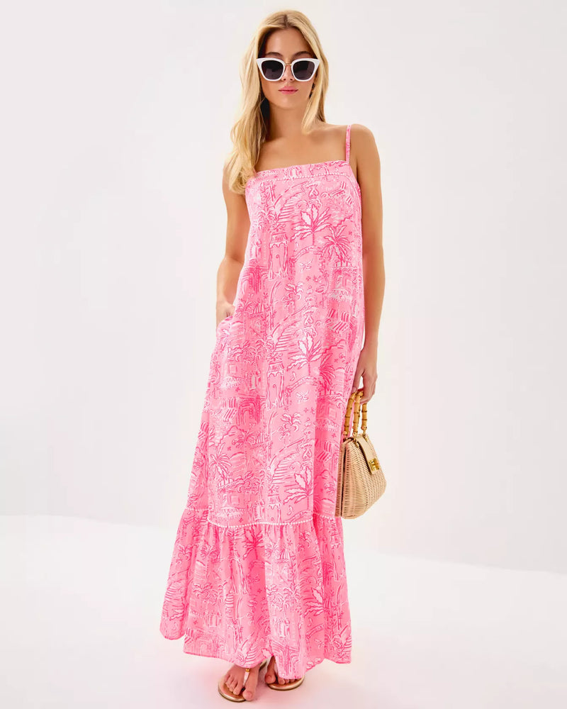ROZALIE LINEN MAXI DRESS CONCH SHELL PINK PENNYS PLAYGROUND