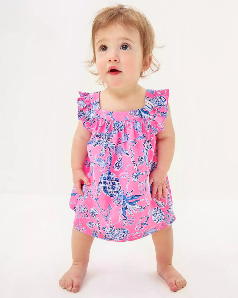 PLUMERIA INFANT DRESS ROUSSEAU PINK BAREFOOT BEACHCOMBERS