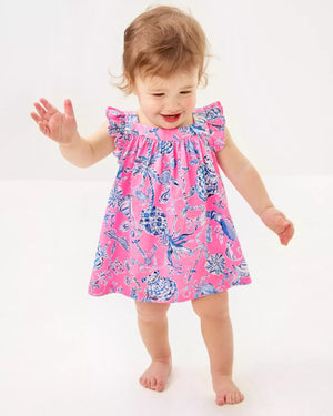 PLUMERIA INFANT DRESS ROUSSEAU PINK BAREFOOT BEACHCOMBERS