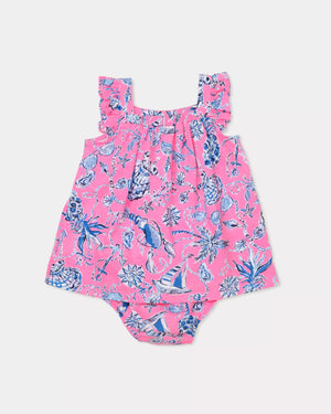 PLUMERIA INFANT DRESS ROUSSEAU PINK BAREFOOT BEACHCOMBERS