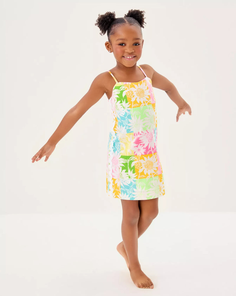 GIRLS MINI SHELLI DRESS MULTI VIA SUNNY SUNFLOWERS
