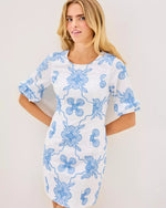 FIESTA DRESS SUNWASHED BLUE AL FRESCO DOT EMBROIDERY
