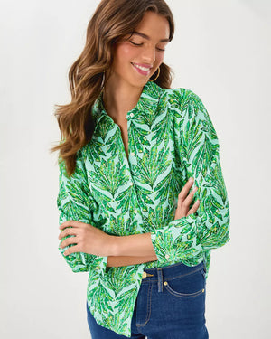 SEA VIEW BUTTON DOWN KITTS GREEN SHADY BABE