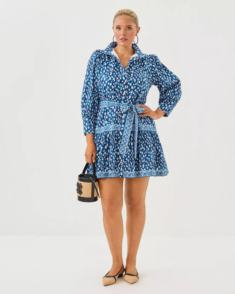 DRENA DRESS STARLIGHT NAVY YOURE AN ANIMAL ENGINEERED WOVEN DRESS