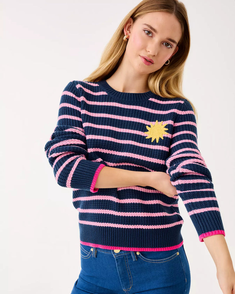 JOVIENNE SWEATER LOW TIDE NAVY SHINE BRIGHT STRIPE
