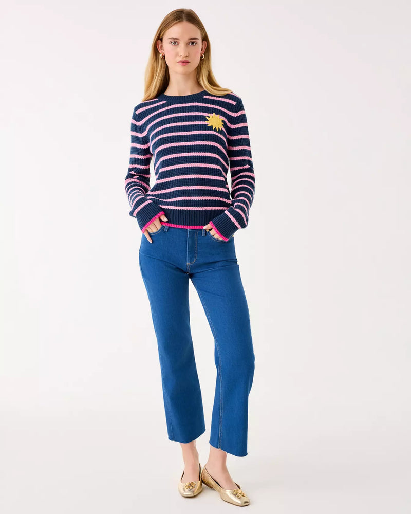 JOVIENNE SWEATER LOW TIDE NAVY SHINE BRIGHT STRIPE