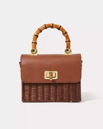 MAURA WICKER TOP HANDLE BAG BROWN