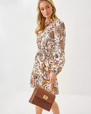 MAURA WICKER TOP HANDLE BAG BROWN
