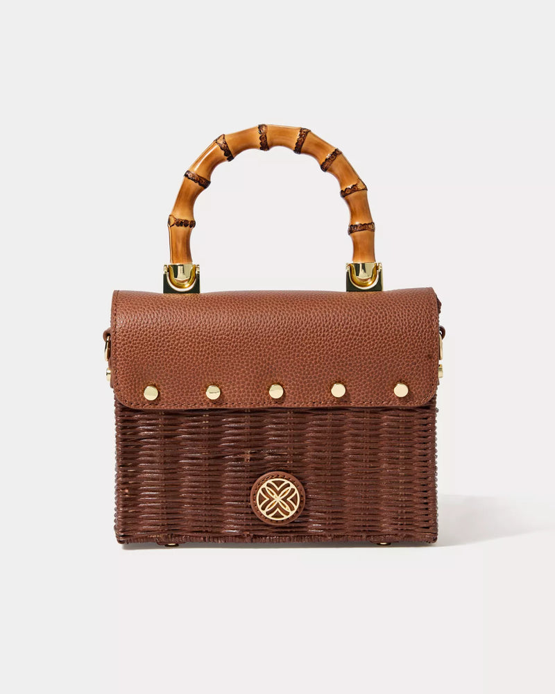 MAURA WICKER TOP HANDLE BAG BROWN