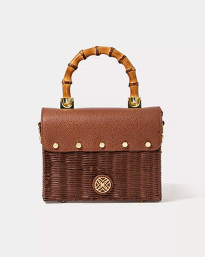 MAURA WICKER TOP HANDLE BAG BROWN