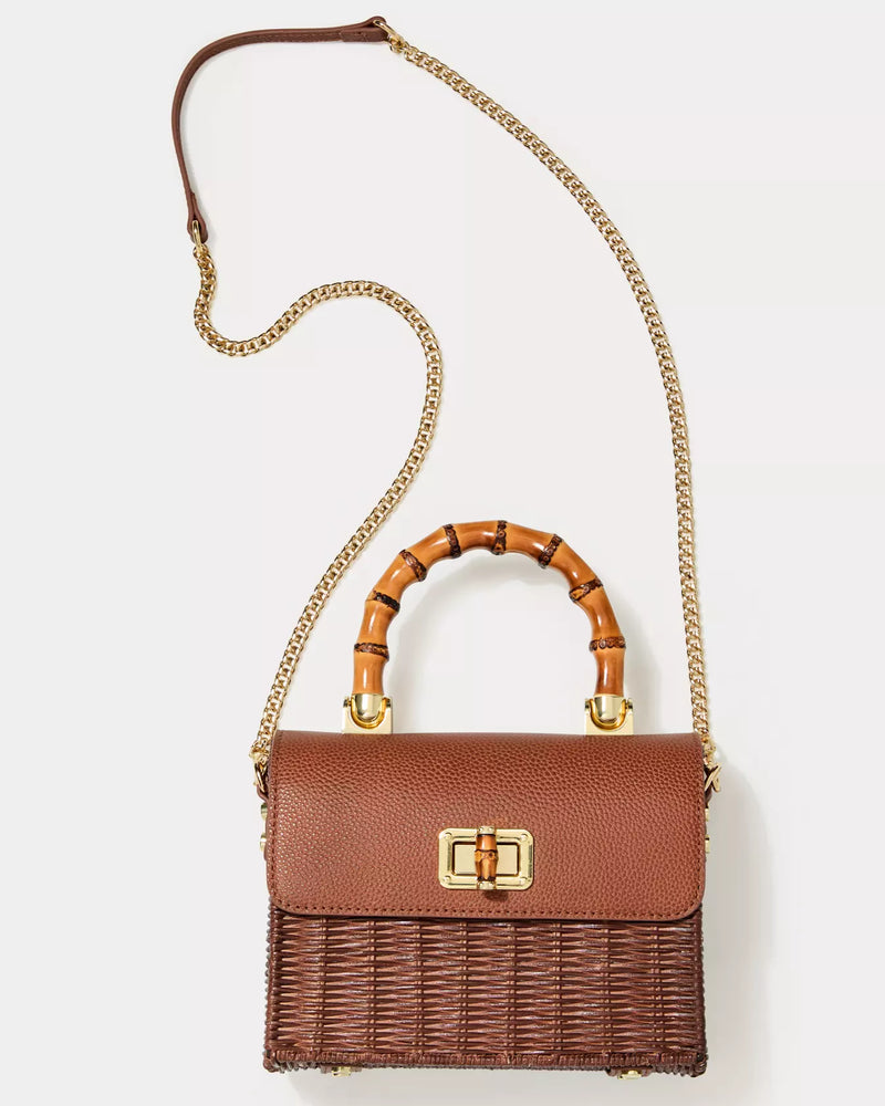 MAURA WICKER TOP HANDLE BAG BROWN
