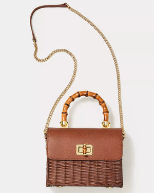 MAURA WICKER TOP HANDLE BAG BROWN