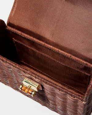 MAURA WICKER TOP HANDLE BAG BROWN