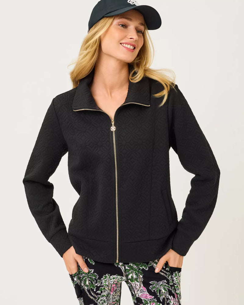 ELENI ZIP-UP NOIR BUTTERFLY QUILTED KNIT