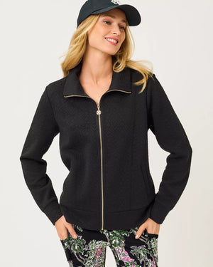 ELENI ZIP-UP NOIR BUTTERFLY QUILTED KNIT