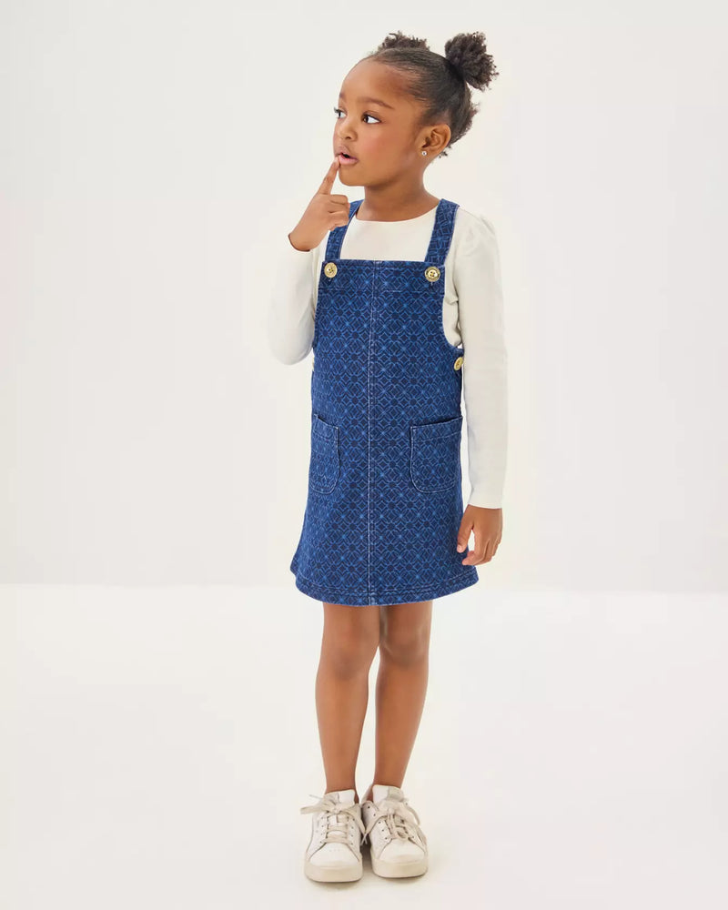 GIRLS VARNEY OVERALL DRESS DARK WASH