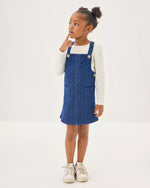 GIRLS VARNEY OVERALL DRESS DARK WASH