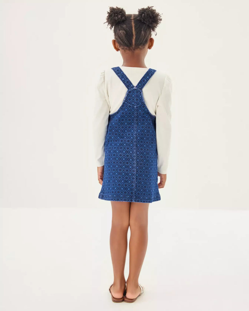 GIRLS VARNEY OVERALL DRESS DARK WASH