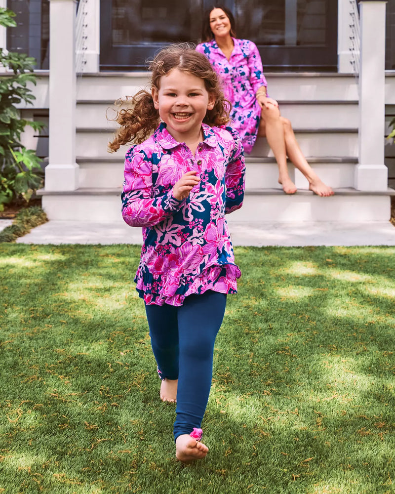 GIRLS PENELOPE TUNIC & LEGGING STARLIGHT NAVY ONCE AND FLORAL