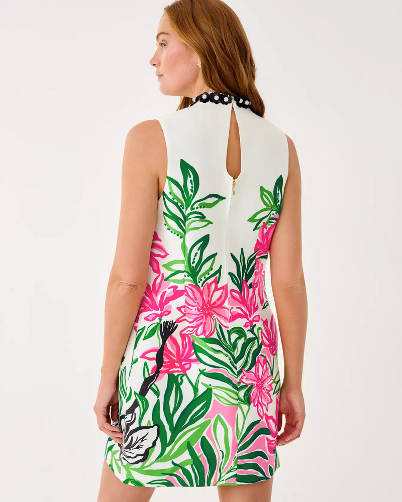 KATHANI STRETCH DRESS COCONUT PRANCING IN THE MOONLIGHT ENGINEERED