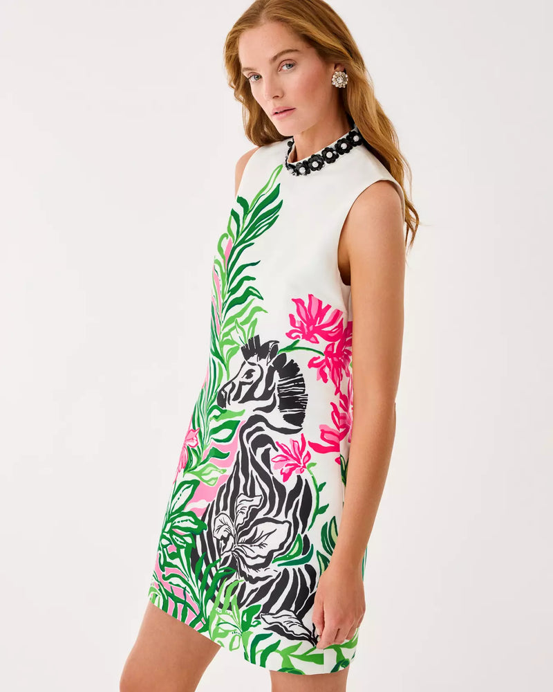 KATHANI STRETCH DRESS COCONUT PRANCING IN THE MOONLIGHT ENGINEERED