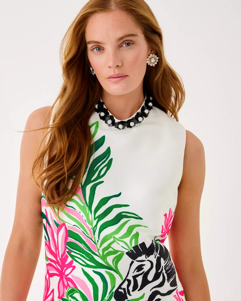 KATHANI STRETCH DRESS COCONUT PRANCING IN THE MOONLIGHT ENGINEERED