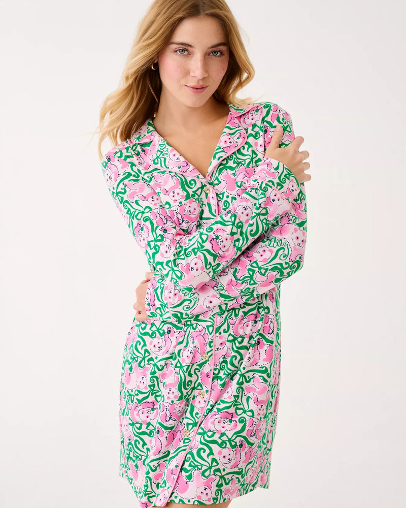 BRONA PJ SLEEPDRESS PINK QUARTZ PANDA N BOWS