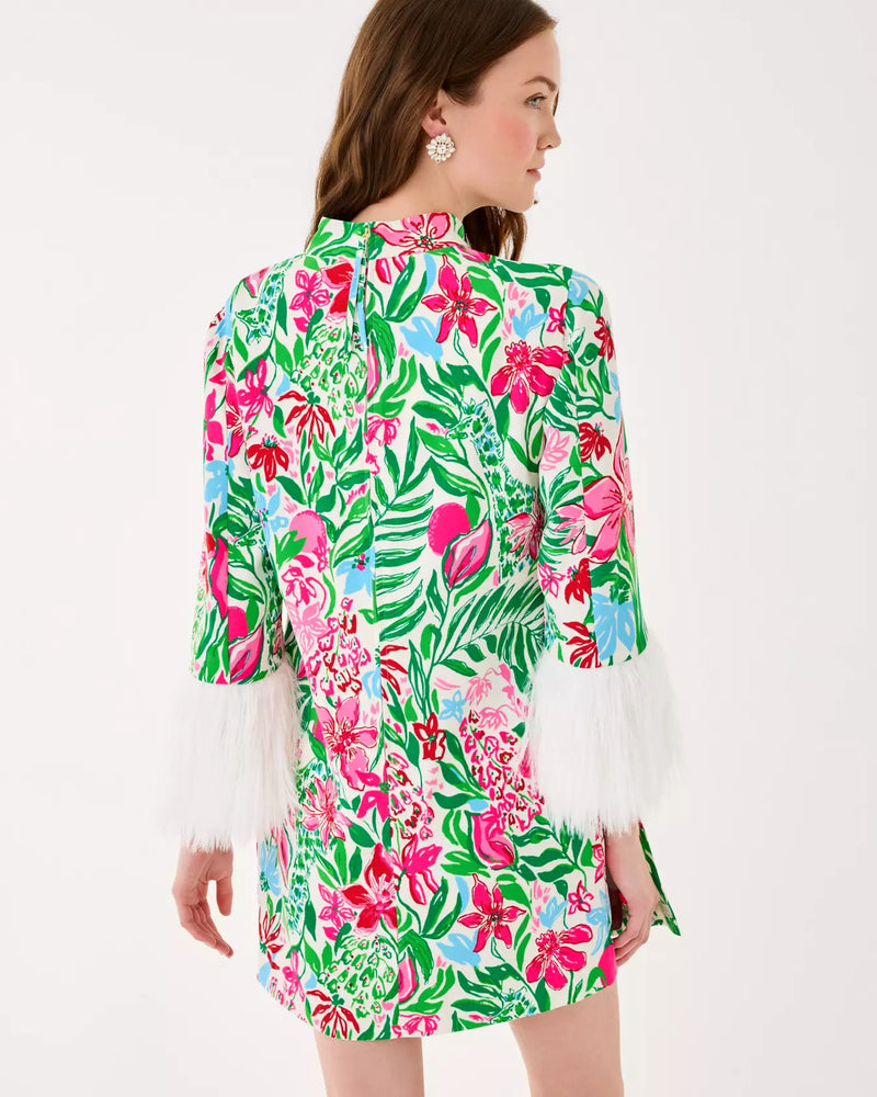 AGNES SKIRTED ROMPER MULTI GLOWING GARDENS ENGINEERED ROMPER