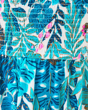 GIRLS MINI JILLY LONG SLEEVED DRESS BREEZY AQUA BEST FRONDS FOREVER