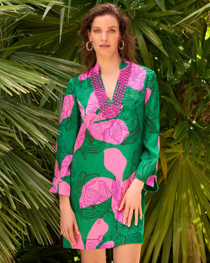 IRELLA CAFTAN DRESS KITTS GREEN OVERSIZED SUNSET SHADOWS