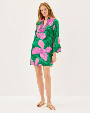 IRELLA CAFTAN DRESS KITTS GREEN OVERSIZED SUNSET SHADOWS