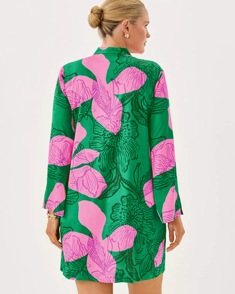 IRELLA CAFTAN DRESS KITTS GREEN OVERSIZED SUNSET SHADOWS