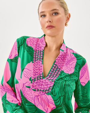 IRELLA CAFTAN DRESS KITTS GREEN OVERSIZED SUNSET SHADOWS