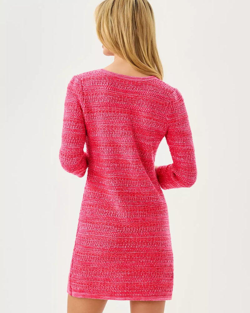 RHYSA SWEATER DRESS CHERRY RED METALLIC MARL