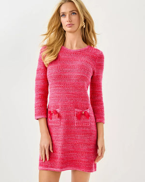RHYSA SWEATER DRESS CHERRY RED METALLIC MARL