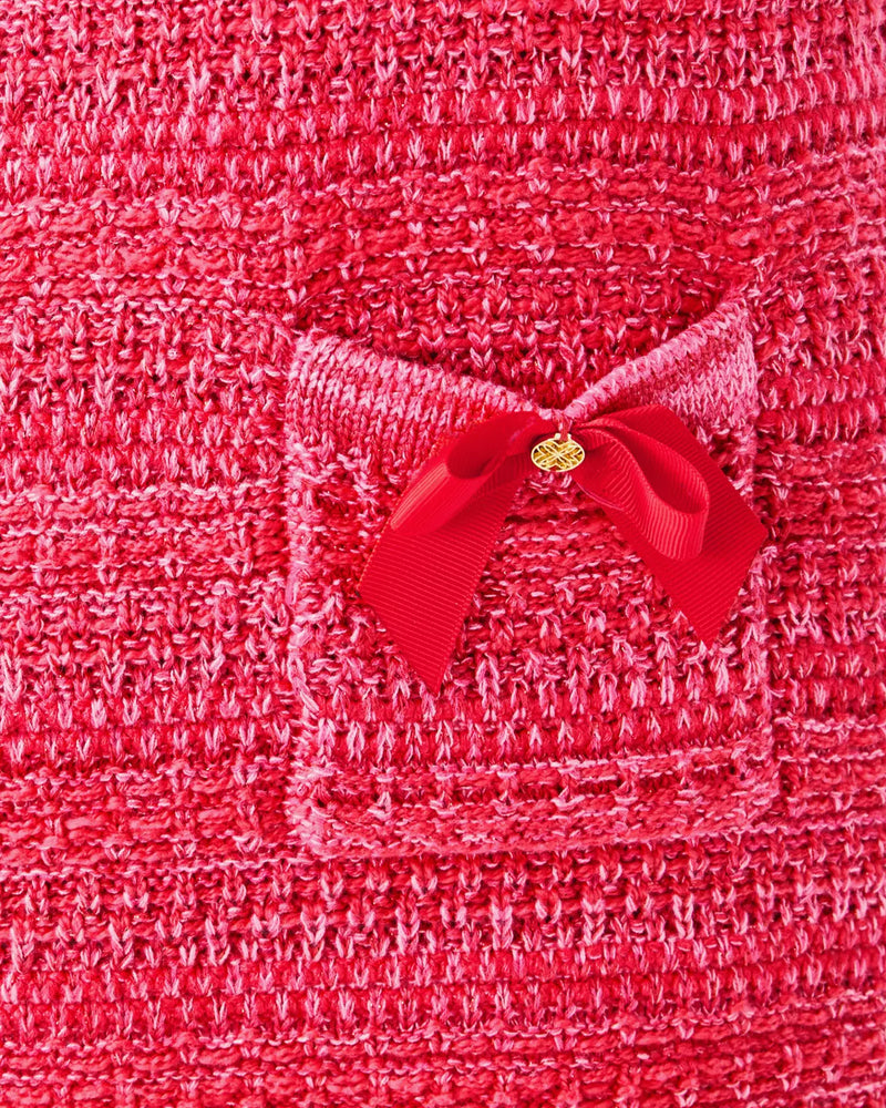 RHYSA SWEATER DRESS CHERRY RED METALLIC MARL