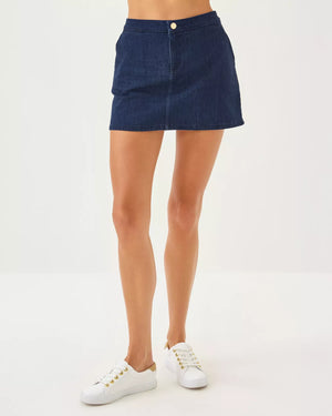 COLETTE STRETCH DENIM SKIRT DARK WASH