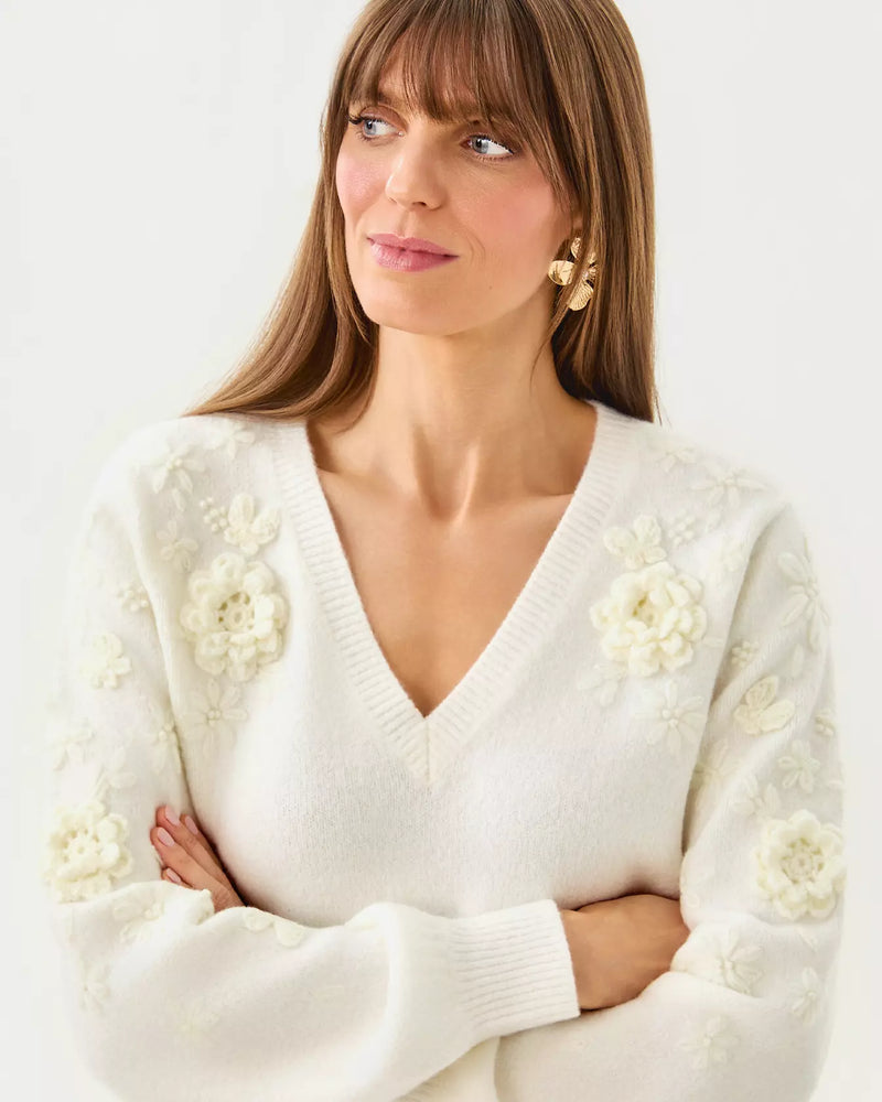 ALAYLA SWEATER COCONUT GARDEN PARTY EMBROIDERY