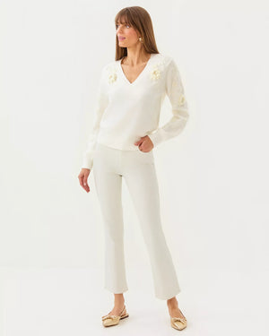 ALAYLA SWEATER COCONUT GARDEN PARTY EMBROIDERY