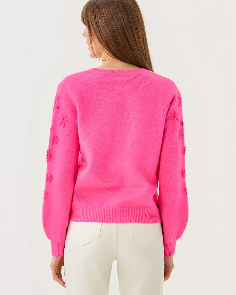 ALAYLA SWEATER SUN SHELL PINK GARDEN PARTY EMBROIDERY