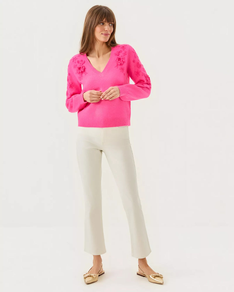 ALAYLA SWEATER SUN SHELL PINK GARDEN PARTY EMBROIDERY