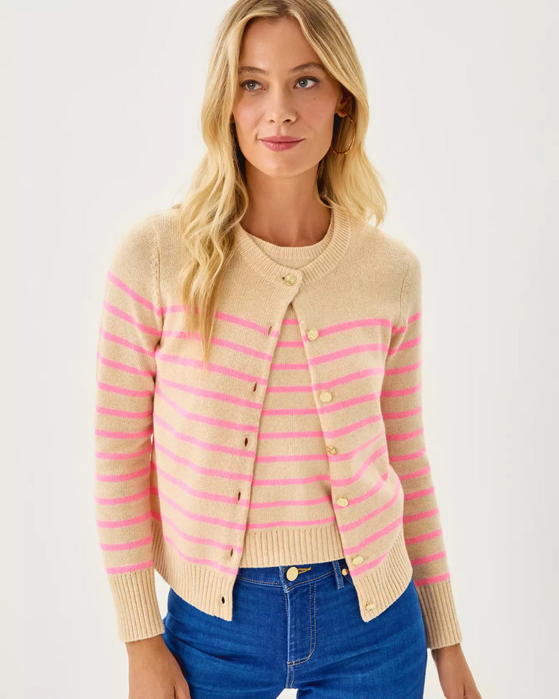 FAIRLEY STRIPE SWEATER SET HEATHERED WICKER TAN IRISISTABLE STRIPE