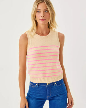 FAIRLEY STRIPE SWEATER SET HEATHERED WICKER TAN IRISISTABLE STRIPE