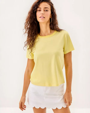 CLAIRMONT CROCHET TRIMMED TOP LIMONCELLO